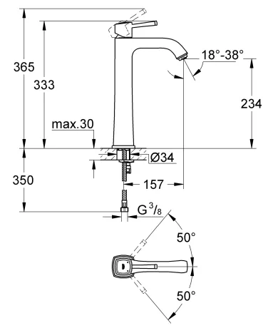 Змішувач на стільницю для раковини XL-розміру Grohe Grandera (23313000) — Photo 4