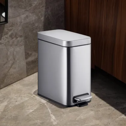 Відро для сміття з плавним закриттям прямокутне Mixxus Premium Quadro-TC0105 SS Color 5л колір нержавійка (MI7062) — Photo 10