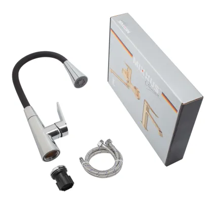 Змішувач для кухні Mixxus Premium Matis 011-T (NUT) Refl.Black (Колір хром+силік.вилив чорний) (MI8266) — Photo 4