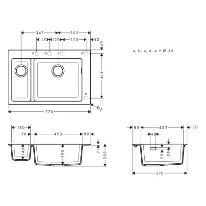 Кухонна мийка кам'яна HANSGROHE 43315170, чорний — Photo 1