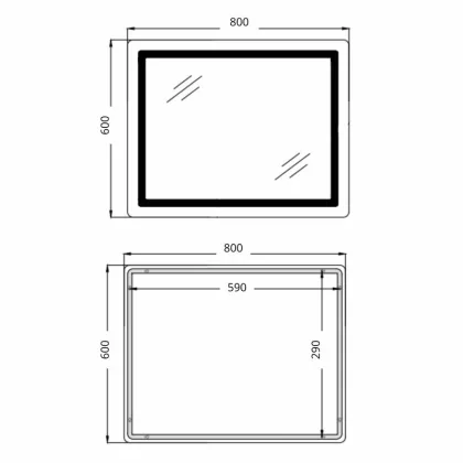 Дзеркало Qtap Cardinal (CA2) 800х600 з LED-підсвічуванням Touch, з антизапотіванням, з димером, рег. темп. кольору Reverse — Photo 1