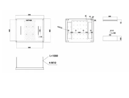 IMEX SUMATRA BLACK MATT Набір для душу, верхній душ 480*560 мм 3 типи, чорний матовий — Photo 2