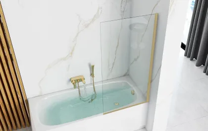 Шторка для ванни REA ELEGANT 80 BRUSHED GOLD постійна — Photo 1
