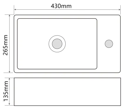 Раковина підвісна Mixxus Premium QUADRO-1201-L 430х265х135mm з отвором під змішувач та переливом (MP6505) — Photo 2