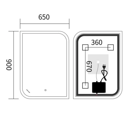 Дзеркало Mixxus Premium BEVEL MA02-90x65-Reverse з Led Touch, Anti-fog, димером (3-6,5kK) (MP6641) — Photo 1