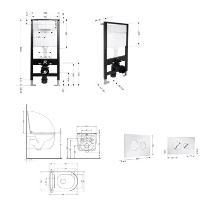 Готове рішення Qtap для ванної кімнати: підвісний унітаз Taurus Ultra Quiet 515x360x350 + комплект інсталяції Standard (кругла клавіша Chrome) — Photo 1