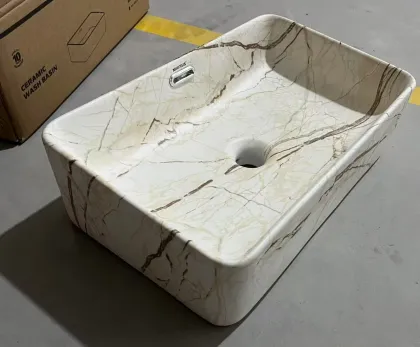 Раковина накладна Mixxus Premium QUADRO-0208 MARBLE 480х315х140mm з переливом (MP6518) — Photo 6