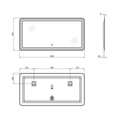 Дзеркало Qtap Swan 1400х700 з LED-підсвічуванням QT1678141470140W — Photo 1