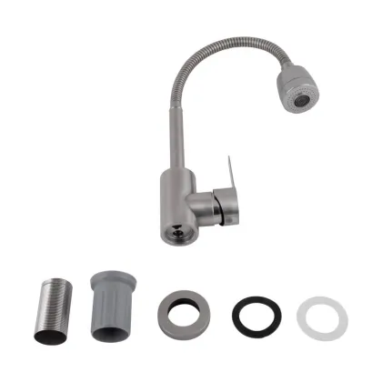 Змішувач для кухні Brinex Pure 015F41 з гнучким виливом   Nickel BRIPUR015F41NKL — Photo 4