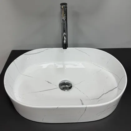 Умивальник VBI VERONA 50 MARBLE WHITE GLOSSY накладний — Photo 5
