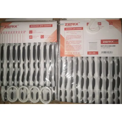 Шторка для ванної ZERIX SCP-013-240x200 з PEVA (поліетиленвінілацетату) (Візерунок "Клітина" сіра) (ZX6086) — Photo 3