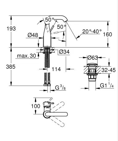 Змішувач для раковини Grohe Essence New (24181001) — Photo 2