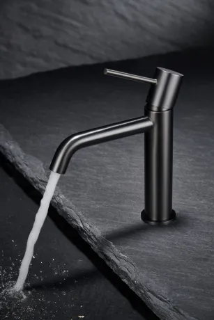 IMEX MONZA BLACK GUN METAL Змішувач для умивальника зі стіни, PVD графіт — Photo 2