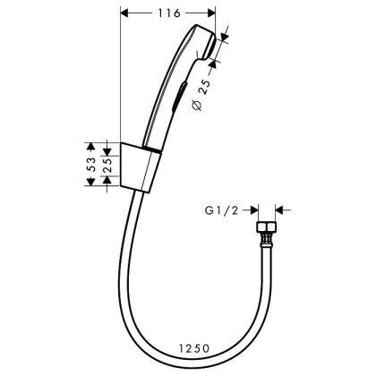 Hansgrohe Гігієнічний душ, зі шлангом 1,25 м та тримачем, ½&#039;, шліфована бронза — Photo 1