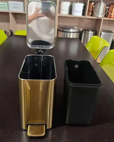 Відро для сміття з плавним закриттям прямокутне Mixxus Premium Quadro-TC0105 Brushed Gold 5 л (колір матове золото) (MI8394) — Photo 13
