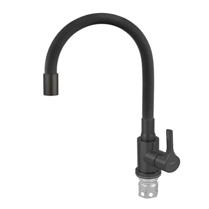 Змішувач для кухні ZERIX REX-011 BLACK REFL.BLACK з нерж. сталі (Колір чорний+силіконовий вилив чорний) (ZX6132) — Photo 3