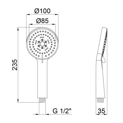 Лійка для ручного душу Qtap Rucni 100 мм округла QTRUCA100O5PCW Chrome — Photo 1