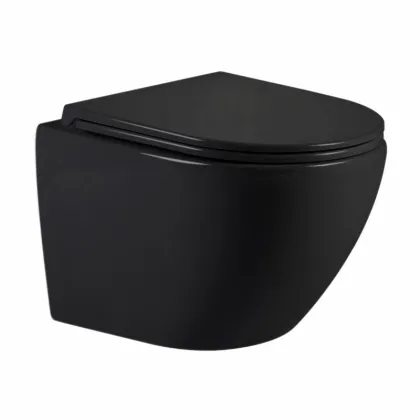 Унітаз підвісний Qtap Jay Ultra Quiet 485х360х320 мм, Matt Black, сидінням Slim Duroplast/ Soft-close/ Quick Relase QT07335177MB
