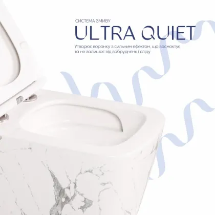 Унітаз підвісний Tern Ultra Quiet 490×365×325 мм, Marble, з сидінням Slim Duroplast / Soft-close / Quick Release QT17332303ASMR Qtap — Photo 4