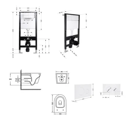 Готове рішення Qtap для ванної кімнати: підвісний унітаз Jay Ultra Quiet 520x360x320 + комплект інсталяції Standard (кругла клавіша White) — Photo 1
