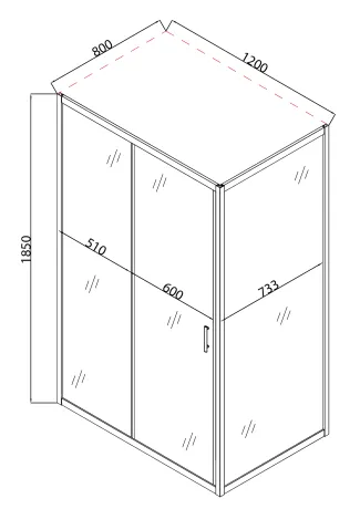 Душова кабіна без піддону Mixxus HARD SC01-120x80x185-TR CHROME прозоре скло 5мм (MI6912) — Photo 2