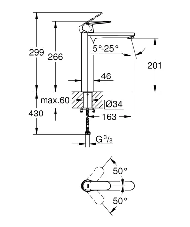 Змішувач на стільницю для раковини XL-розміру Grohe Eurosmart Cosmopolitan (23921000) — Photo 6