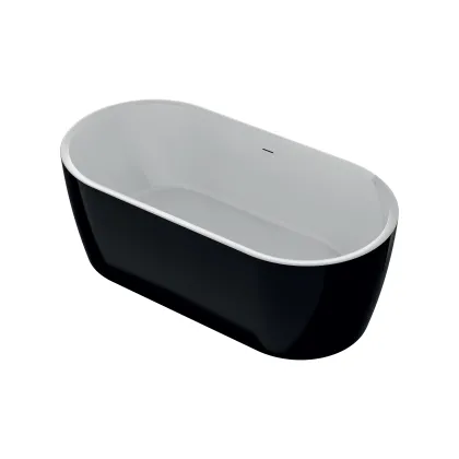 Ванна акрилова окремо стояча суцільнолита PureLine 1600x800 White /MattBlack з сифоном — Photo 1