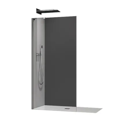 Душова перегородка Koer SR SP02-100x200-TR-07 Walk-In прозоре скло Easy Clean 8мм, графіт (KR5397)