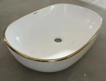 Раковина накладна Mixxus Premium ELLIPSE-0105 EDGE GOLD 600х400х150mm (MP6564) — Photo 2