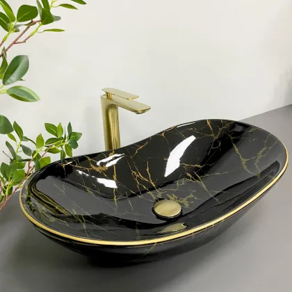 Умивальник (раковина) VBI TURIN MARBLE BLACK GLOSSY накладний — Photo 2