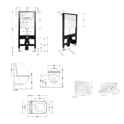 Готове рішення Qtap для ванної кімнати: підвісний унітаз Crow Ultra Quiet 485x340x290 + комплект інсталяції Standard (кругла клавіша Chrome) — Photo 1