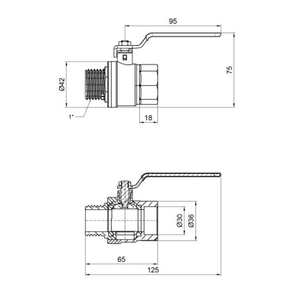 Кран кульовий SD Plus 1&quot; ВЗ для газу (важіль) SD605G25 — Photo 1