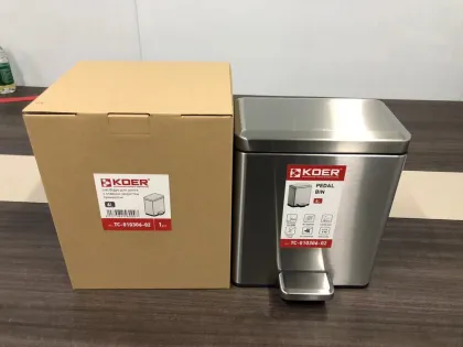 Відро для сміття з плавним закриттям прямокутне Koer TC-010306-02 6 л колір нержавійка (KR5600) — Photo 6