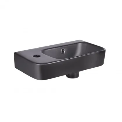 Раковина Qtap Tern 450х260х155 Matt black з донним клапаном QT17115117LMB — Photo 3