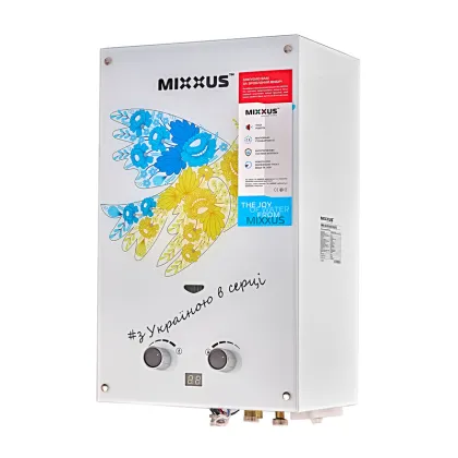 Газова колонка MIXXUS GWH-0610 BASIC GLASS димохідна 10 л/хв (панель зі скла з малюнком) (WH0027) — Photo 4