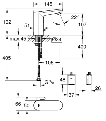 Інфрачервона електроніка для раковини зі змішувачем Grohe Eurosmart Cosmopolitan E (36327002) — Photo 1