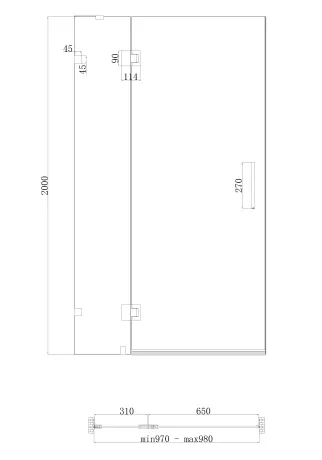Двері в нішу Koer SR SD04-100x200-TR-01 прозоре скло Easy Clean 10мм, хром (KR5386) — Photo 3