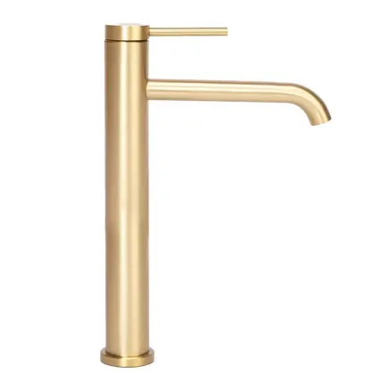Змішувач для раковини (умивальника) REA CLIF BRUSHED GOLD золотий матовий високий — Photo 1