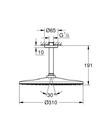 Верхній душ з стельовим кронштейном Grohe Rainshower Mono (26560000) — Photo 2