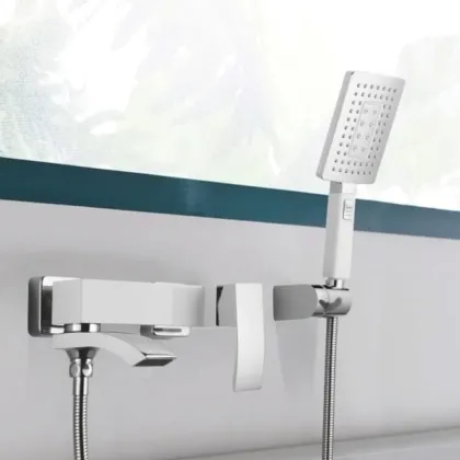 Змішувач для ванни Qtap Swan Cascada з поворотним виливом (з душовим гарнітуром) QTSWA260CRM45565 Chrome — Photo 2