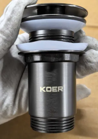Донний клапан для раковини без переливу KOER PW-08-07 автоматичний (Click-Clack) (Колір графітовий) 1 1/4'' (KR6484) — Photo 9