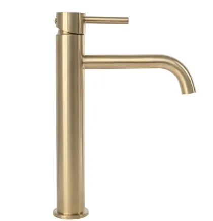 Змішувач для раковини (умивальника) REA LUNGO BRUSHED GOLD золотий матовий високий — Photo 1