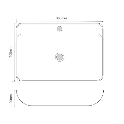 Раковина накладна Mixxus Premium BEVEL-0203 600х405х120mm з отвором під змішувач (MP6513) — Photo 3