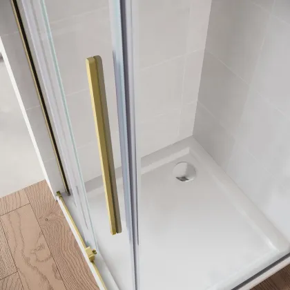 Двері у нішу Walk-In розсувні Koer SR SD07-120x200-R-TR-12 прозоре скло Easy Clean 8мм Матове золото (KR5774) — Photo 1