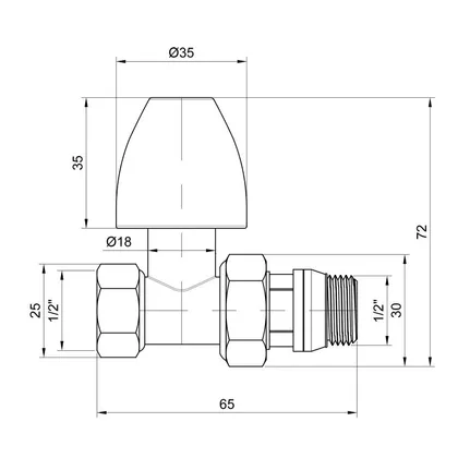 Кран радіаторний SD Plus 1/2&quot; ВЗ з антипротіканням прямий SD226W15 — Photo 1