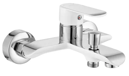 Змішувач для ванни та душу REA BLOOM WHITE CHROME настінний з виливом * — Photo 1