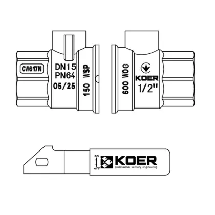 Кран кульовий ГГВ Koer Extreme KE.214-15 - 1/2" FF ручка "важіль" червона (KR5744) — Photo 1