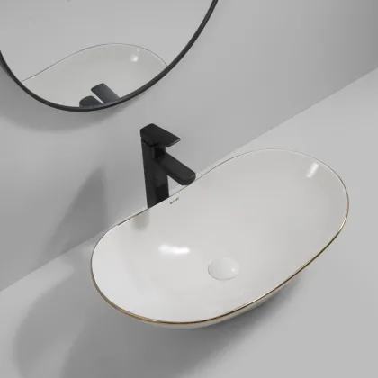 Раковина накладна MIXXUS PREMIUM WAVE-0105 EDGE GOLD 620х360х160mm (MP6557) — Photo 2