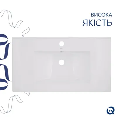 Комплект Albatross: Раковина врізна меблева 820x460x180 мм, White, прямокутна + Донний клапан Pop-up PU02O — Photo 3