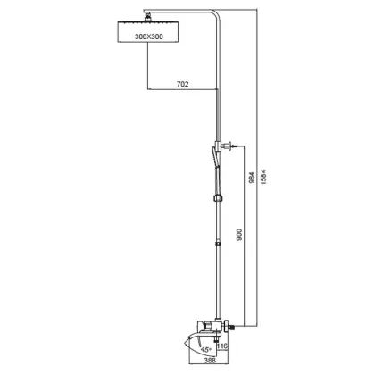 Душова колона KOER KB-56007-04 зі змішувачем, 3 функції (Колір хром+білий) (KR5159) — Photo 1